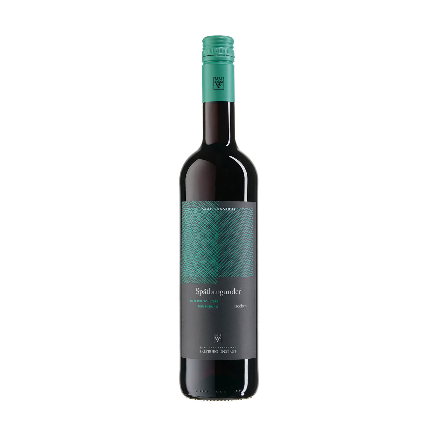 Eine 0,75 Liter Flasche Rotwein Spätburgunder trocken ausgebaut