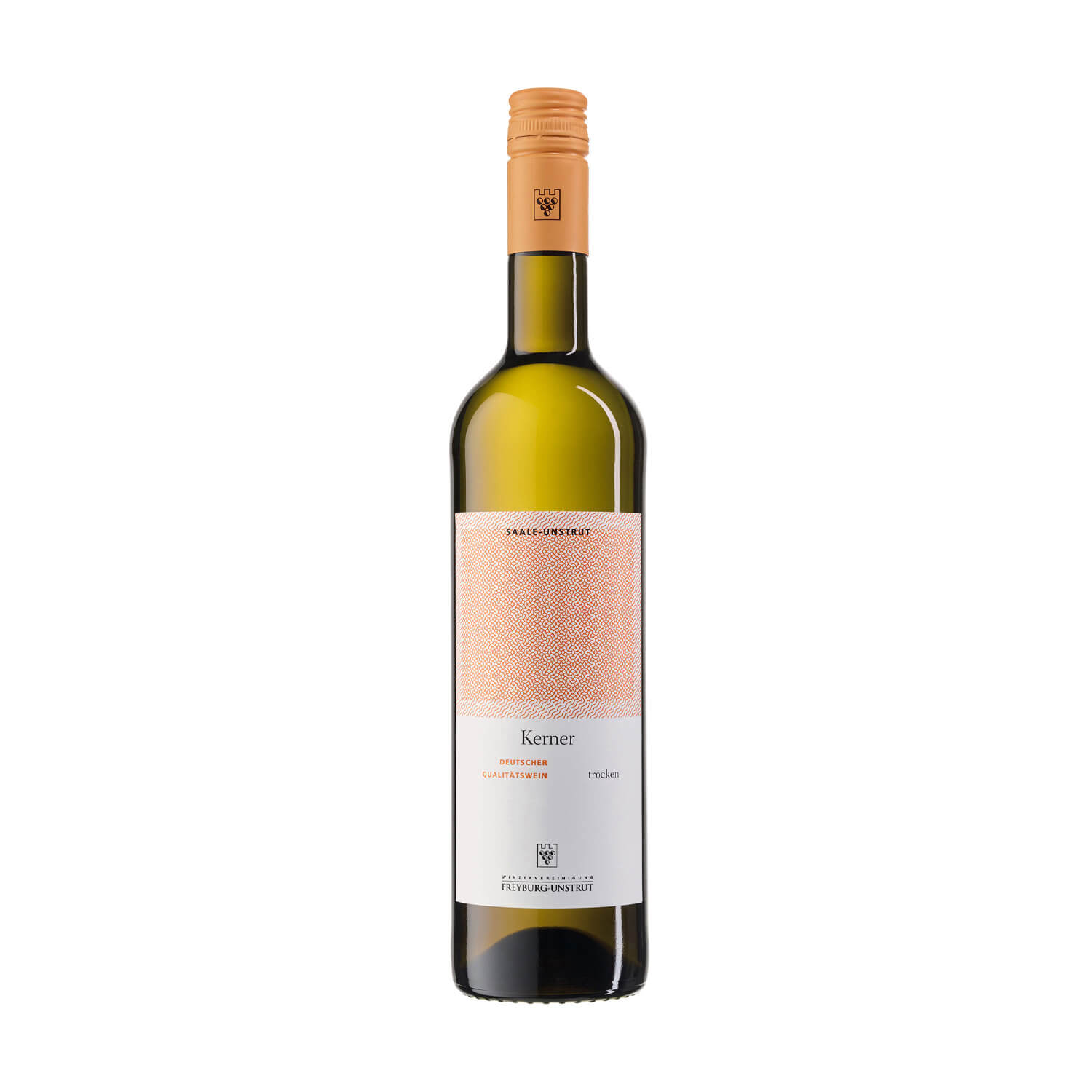 Eine 0,75 Liter Flasche WeiĂźwein Kerner trocken ausgebaut