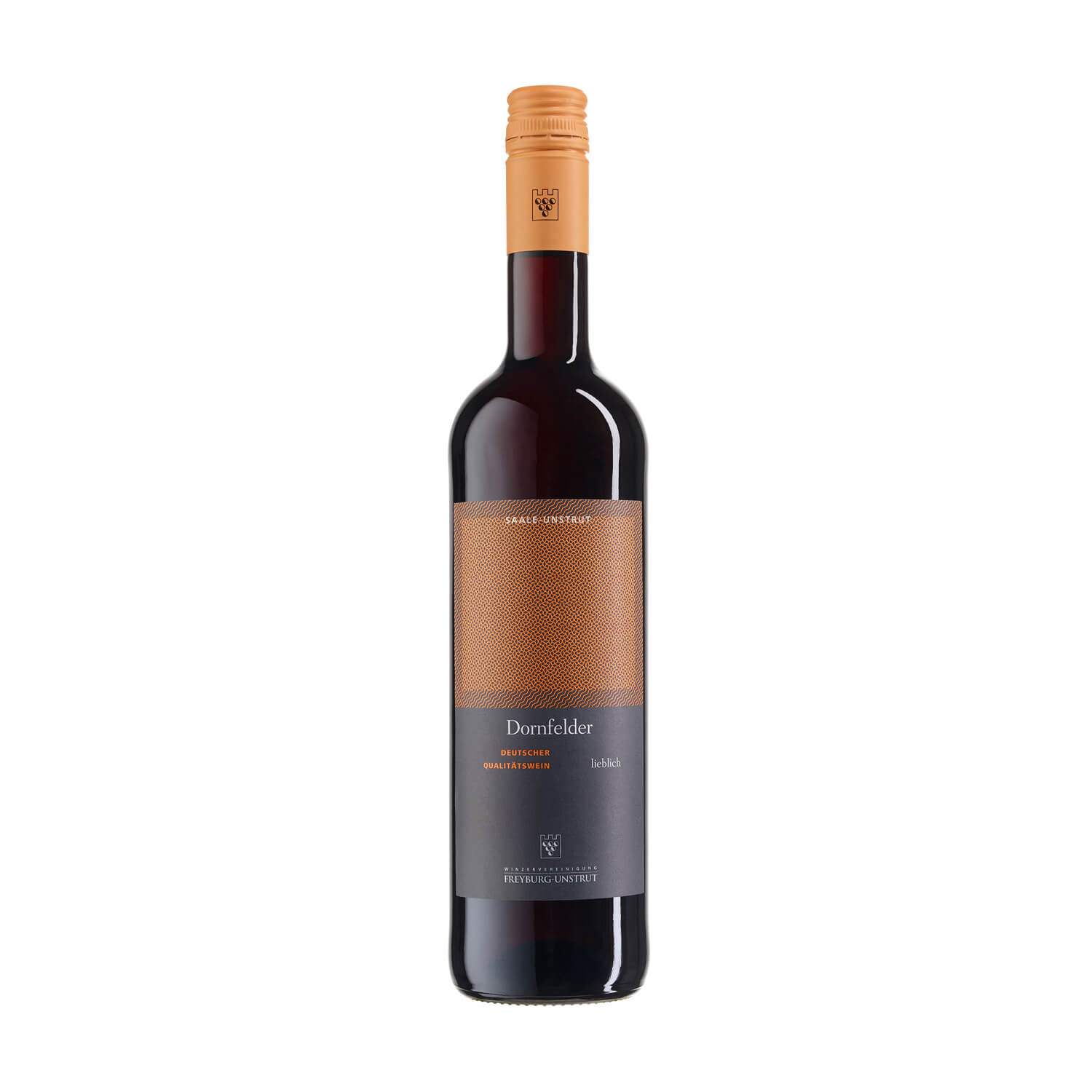Eine 0,75 Liter Flasche Rotwein Dornfelder lieblich ausgebaut