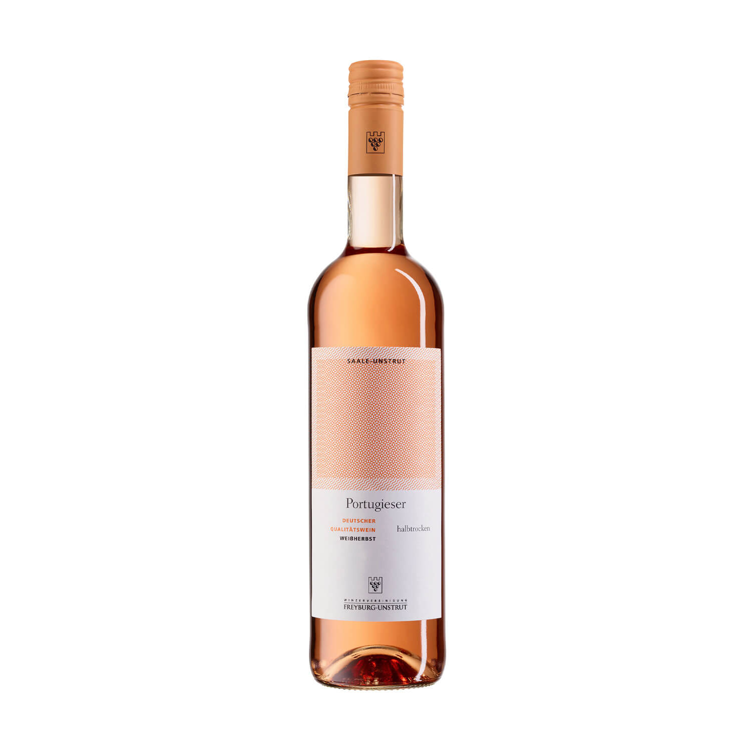 Portugieser Weißherbst halbtrocken 2023 Deutscher Qualitätswein 0,75l    Eine 0,75 Liter Flasche Portugieser Weißherbst halbtrocken ausgebaut