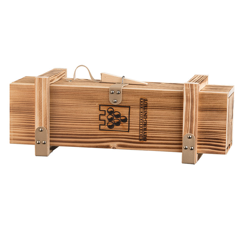 1er Holzkiste für 0,75l Holzkiste mit Winzervereinigungslogo für eine Flasche Wein